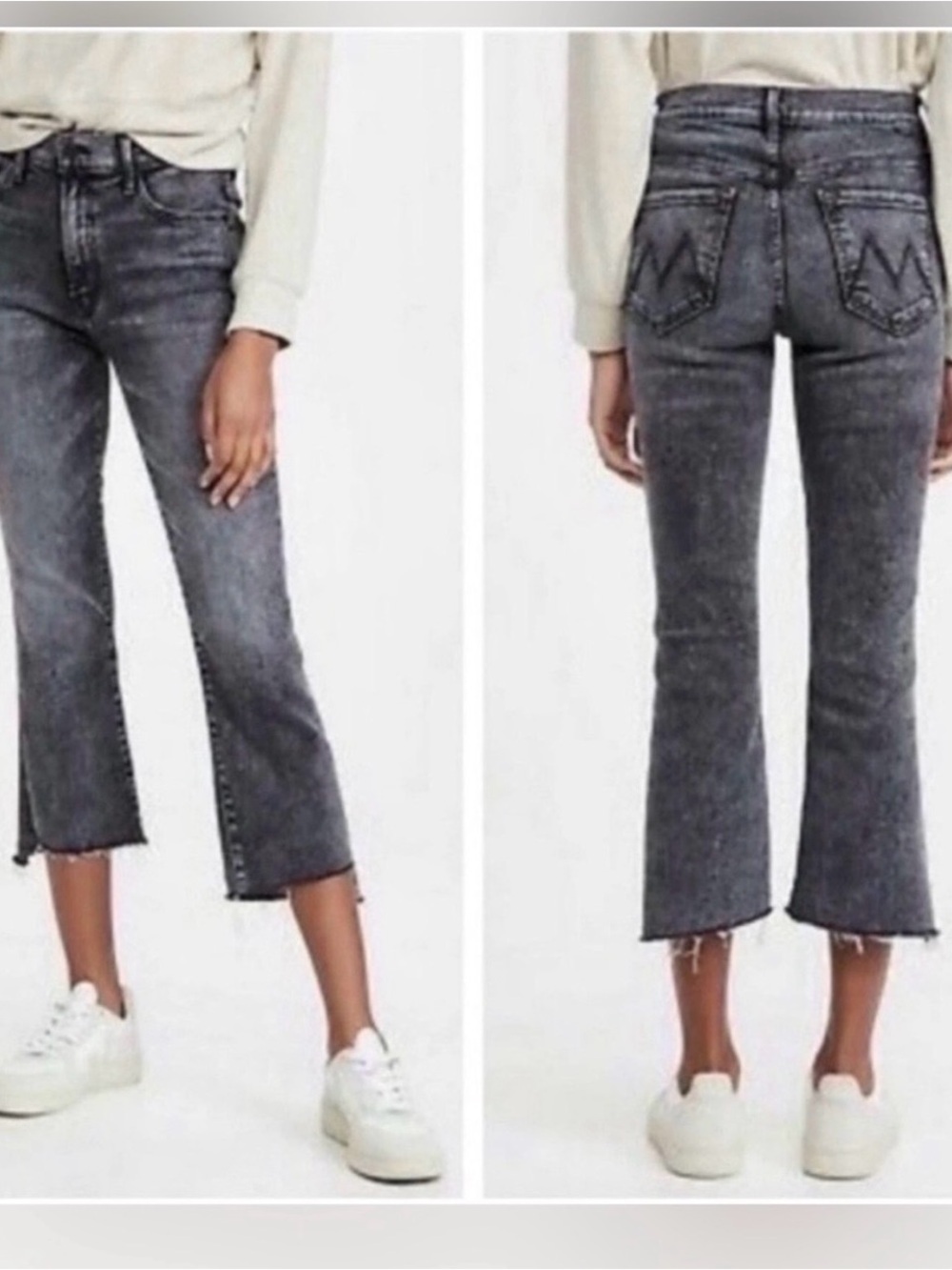 Mother the insider crop step fray train stops jeans 25